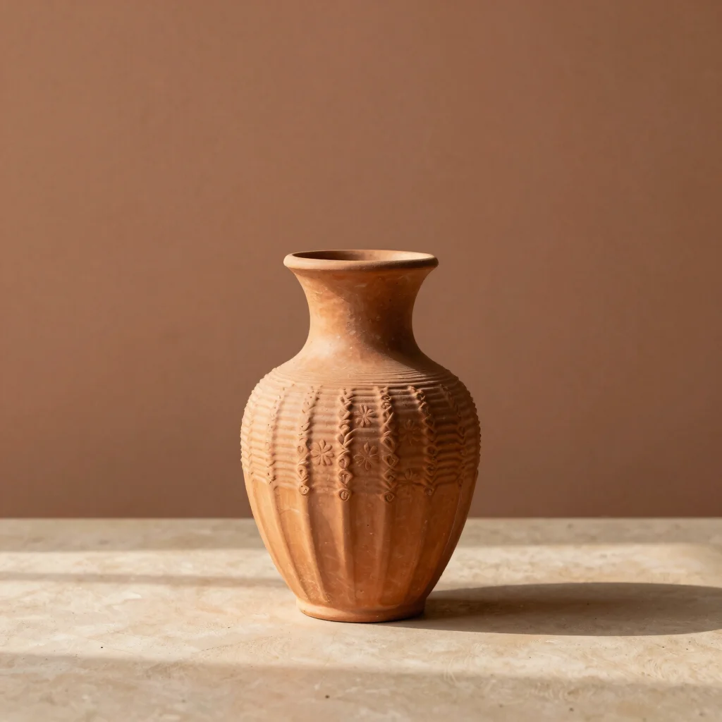 Ribbed Terracotta Statement Vase